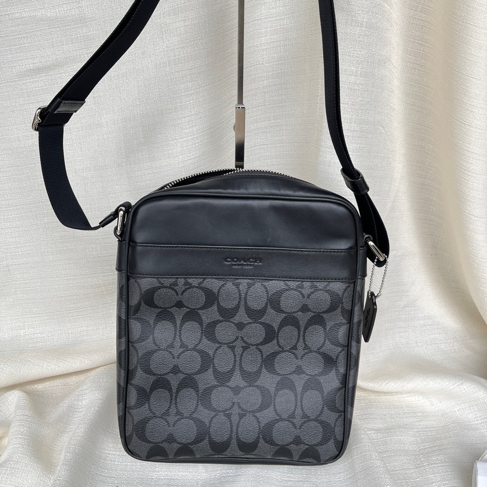 New Coach Flight bag man canvas leather black